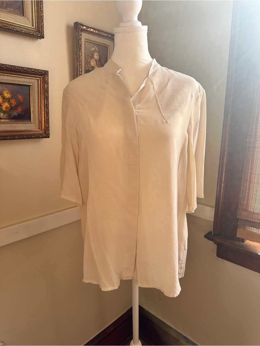 & Other Stories Ivory 100% Silk Blouse Western Chic